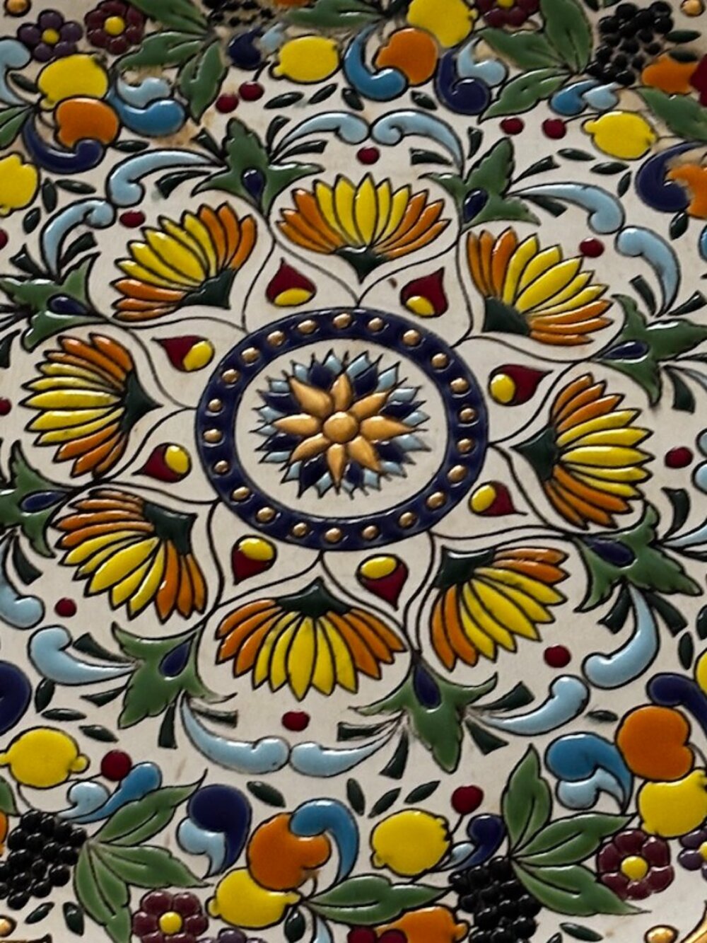 Vintage Artecer Sevilla Cuerda Seca 24K Gold Enamel Wall Plate Spain